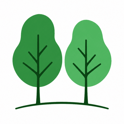 Two trees standing side by side